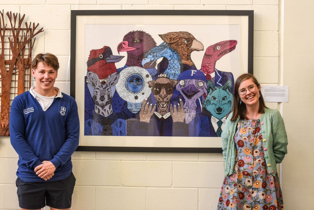 Artist in Residence Zinia King and student Nick Burr (Year 12)