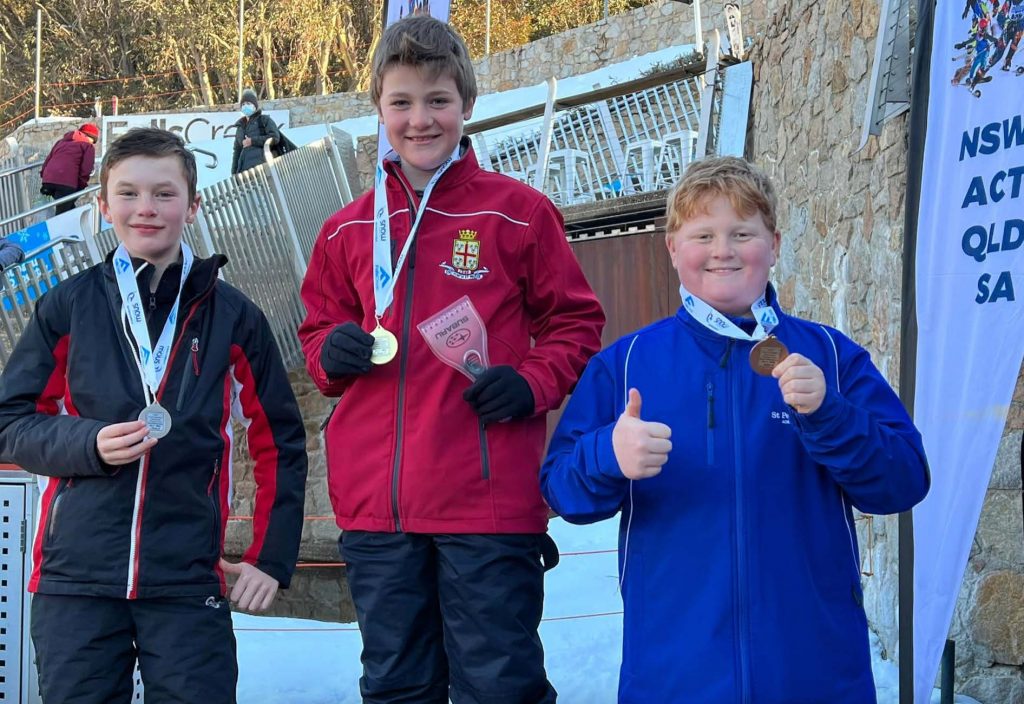 Div 3 Ski Cross Bronze medallist Maxwell Campbell (Year 5) (far right)