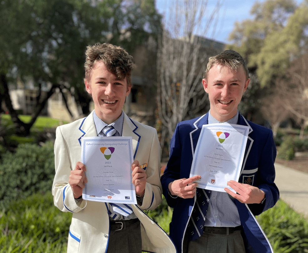 Xander Grice (Year 12) and David Taylor (Year 10) who both placed in the finals of the OUCC
