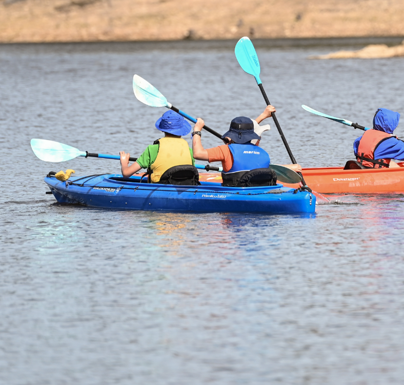 Students kayaking on a camp