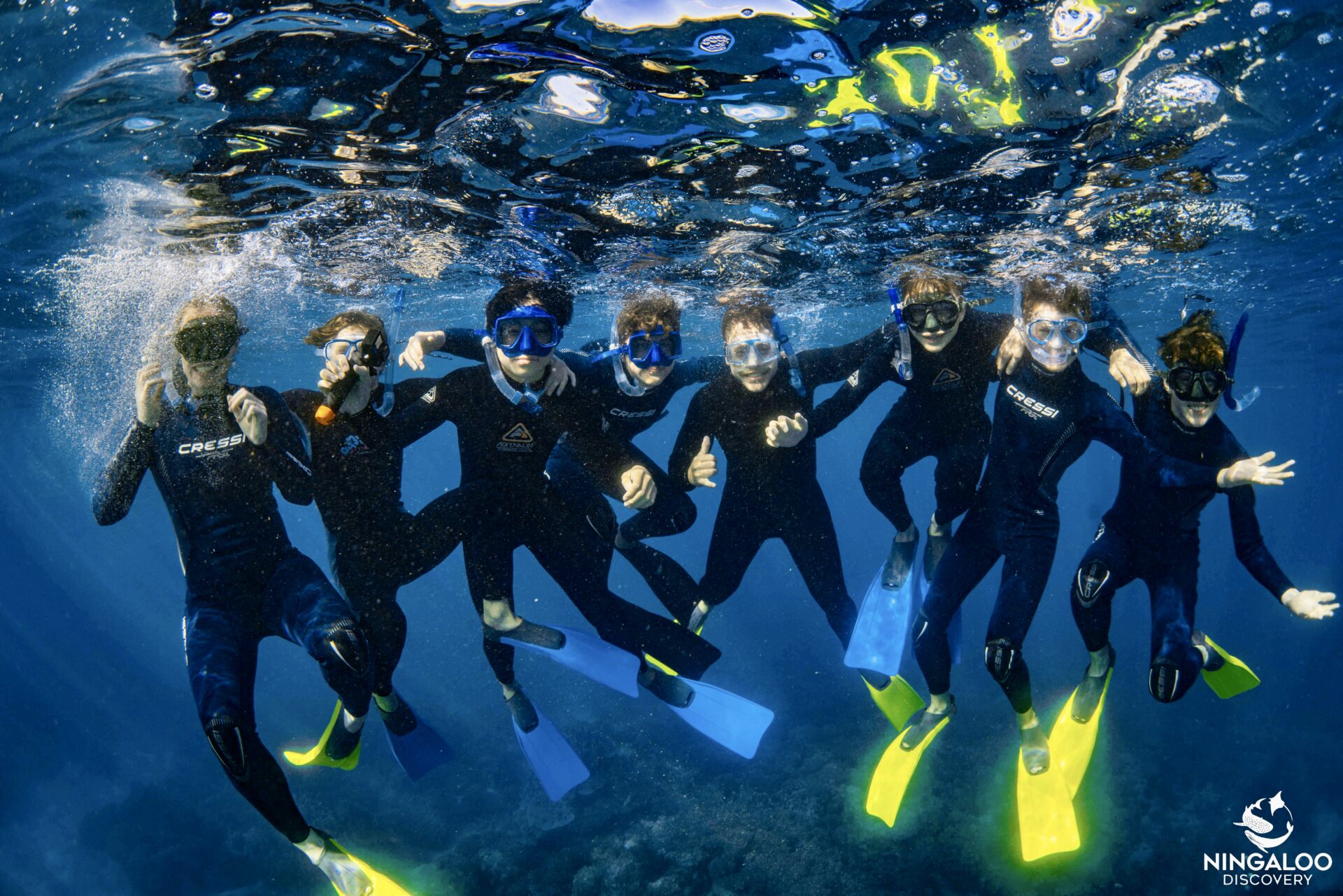 Students underwater diving
