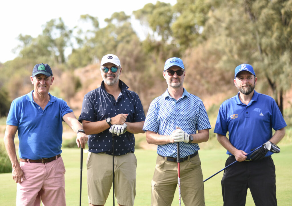 Old scholars playing golf 