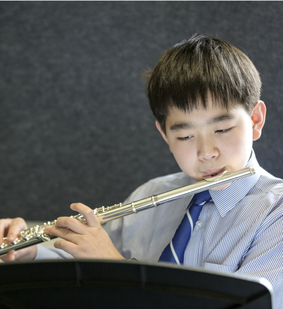 Student playing the flute